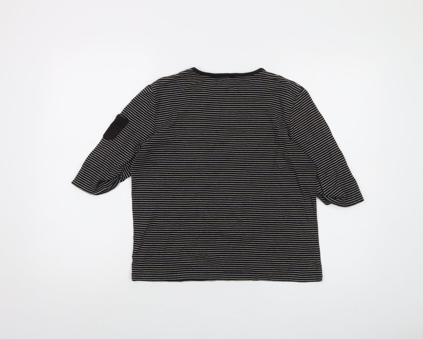 Jones New York Womens Brown Striped Cotton Basic T-Shirt Size M Round Neck