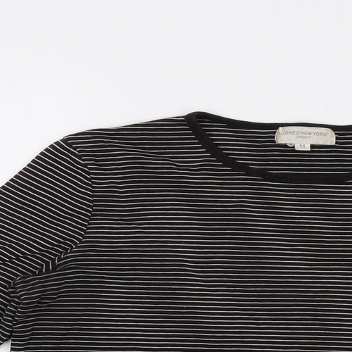 Jones New York Womens Brown Striped Cotton Basic T-Shirt Size M Round Neck