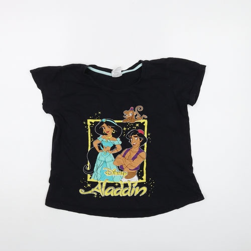 Disney Womens Black Cotton Basic T-Shirt Size 8 Crew Neck