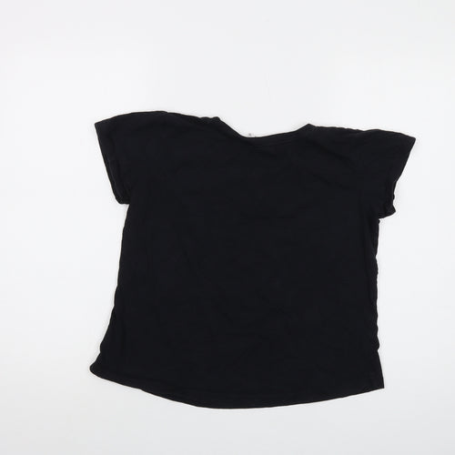 Disney Womens Black Cotton Basic T-Shirt Size 8 Crew Neck