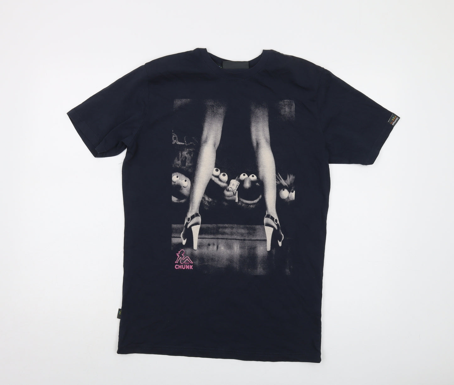Chunk Mens Grey Cotton T-Shirt Size S Crew Neck