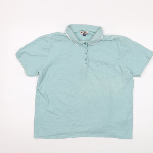 ARISTA Womens Green Cotton Basic Polo Size 16 Collared