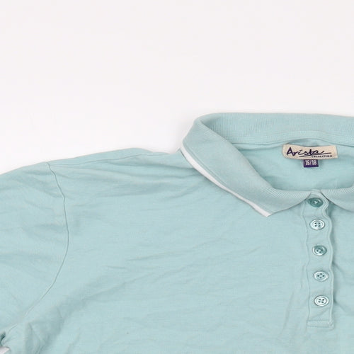 ARISTA Womens Green Cotton Basic Polo Size 16 Collared