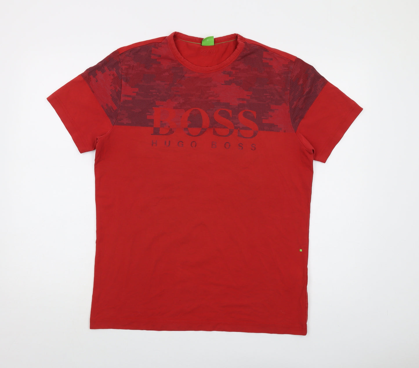 Boss Mens Red Cotton T-Shirt Size M Crew Neck