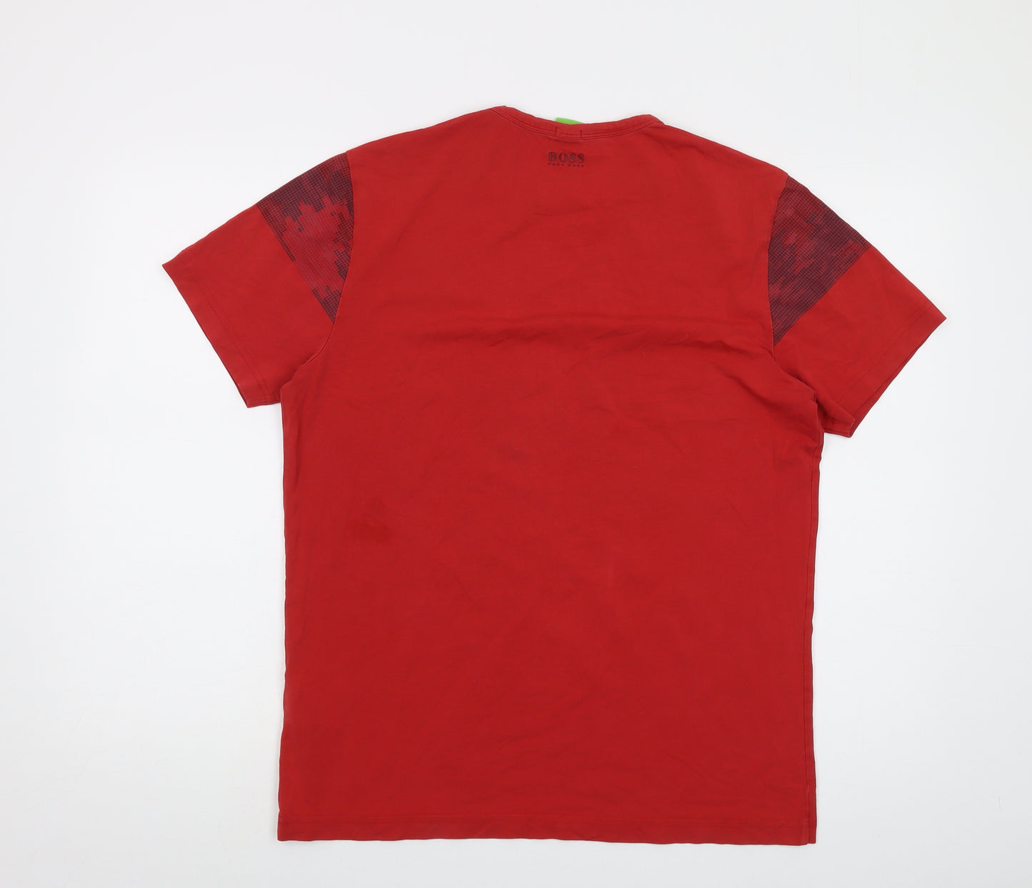 Boss Mens Red Cotton T-Shirt Size M Crew Neck