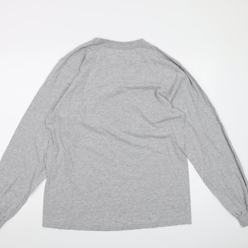 Reebok Mens Grey Cotton T-Shirt Size L Crew Neck