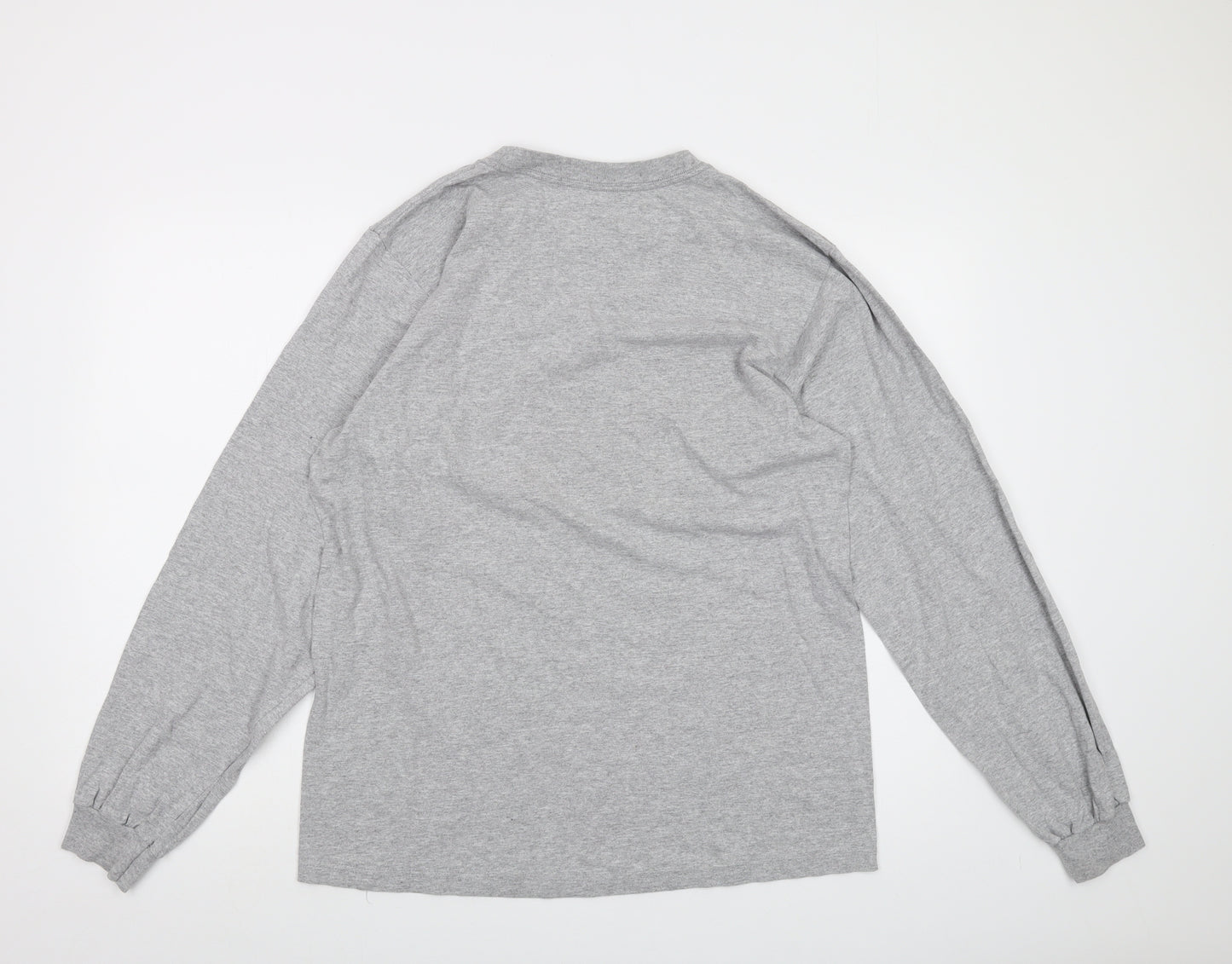 Reebok Mens Grey Cotton T-Shirt Size L Crew Neck