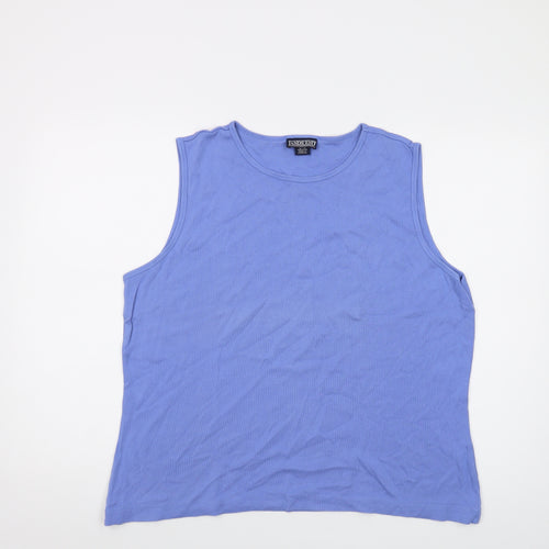 Lands' End Womens Blue Cotton Basic Tank Size 18 Round Neck