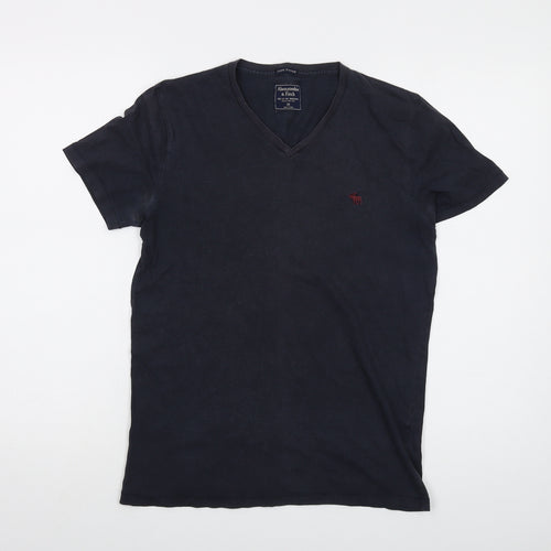 Abercrombie & Fitch Mens Blue Cotton T-Shirt Size XS V-Neck