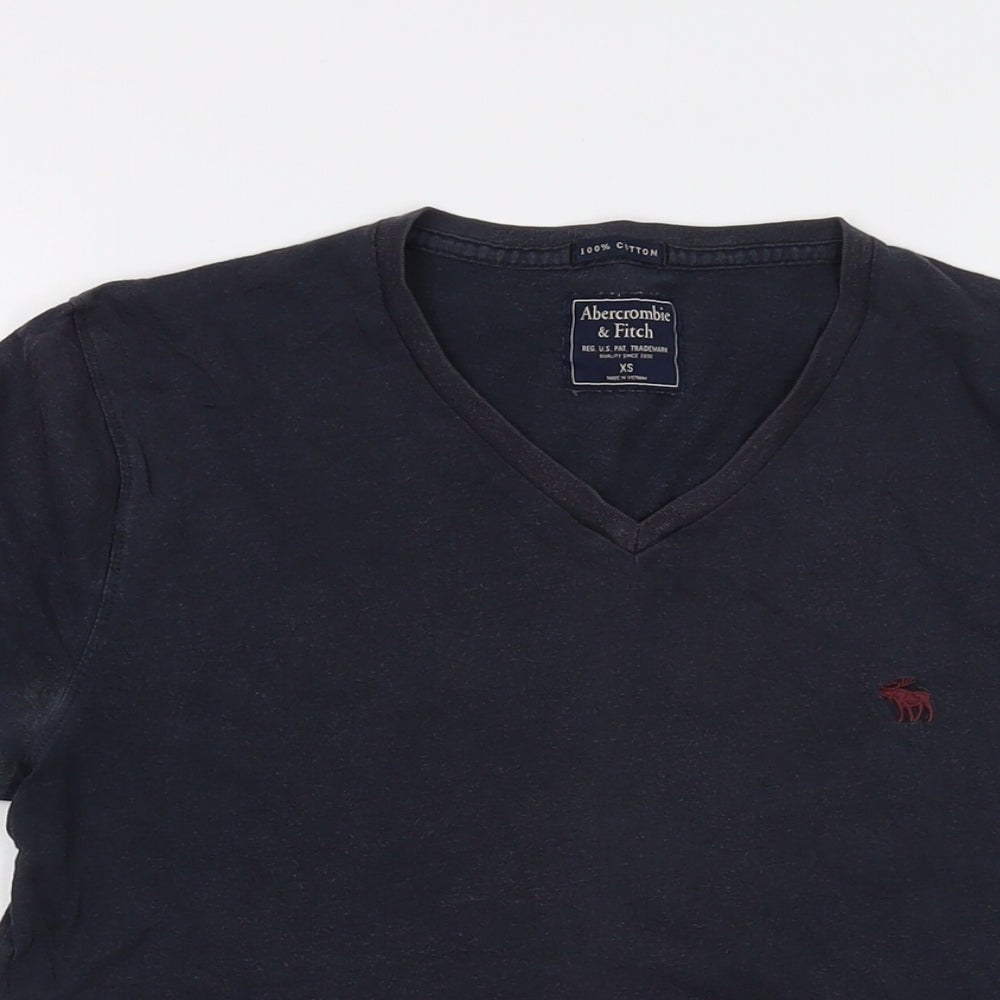 Abercrombie & Fitch Mens Blue Cotton T-Shirt Size XS V-Neck