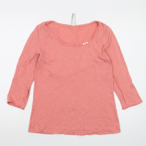 Weird Fish Womens Pink Cotton Basic T-Shirt Size 10 Round Neck
