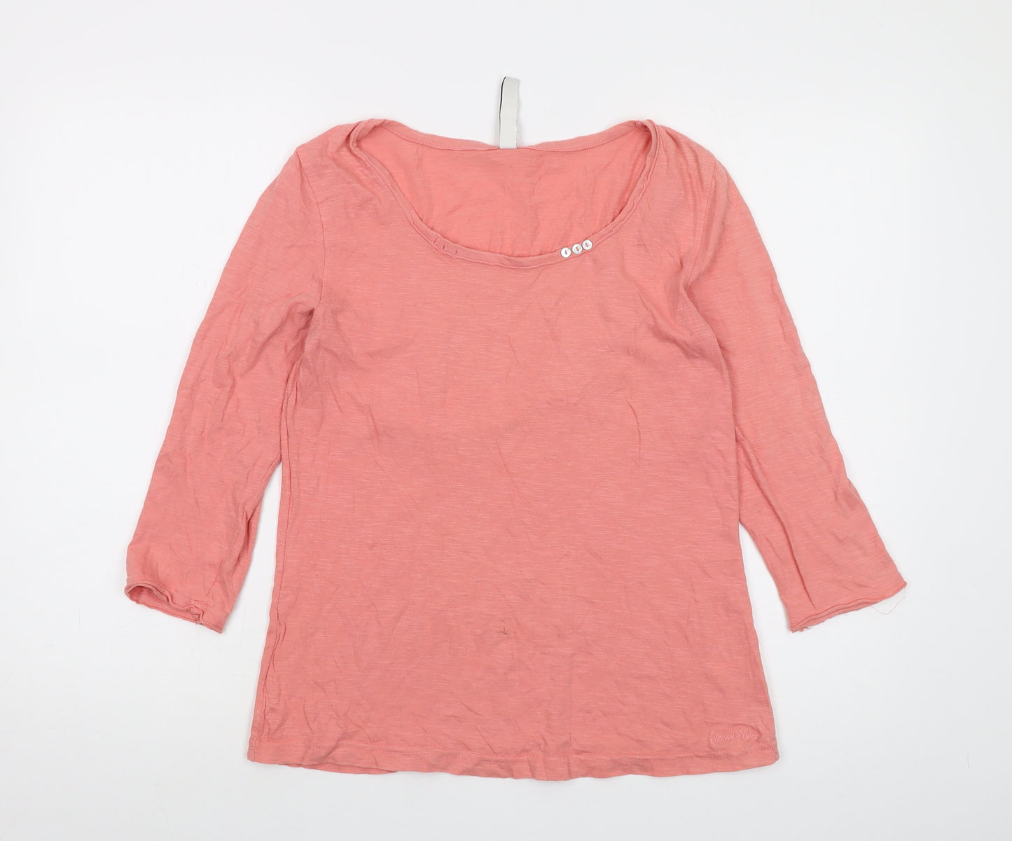 Weird Fish Womens Pink Cotton Basic T-Shirt Size 10 Round Neck