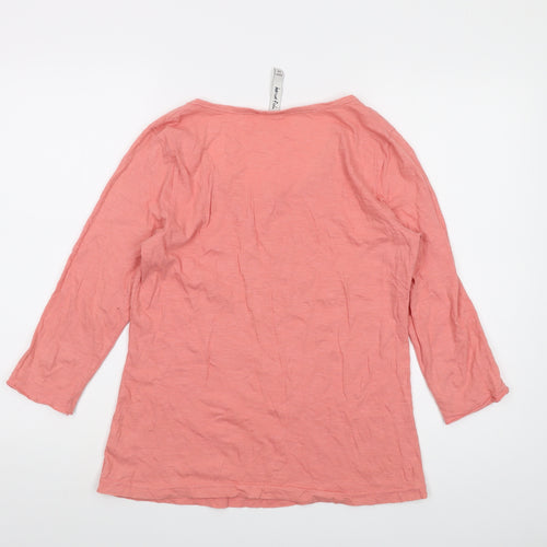 Weird Fish Womens Pink Cotton Basic T-Shirt Size 10 Round Neck