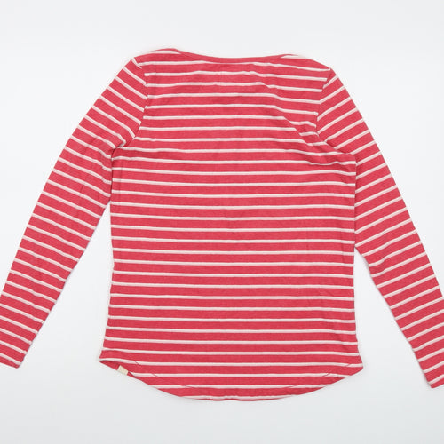 Fat Face Womens Pink Striped Cotton Basic T-Shirt Size 8 Round Neck