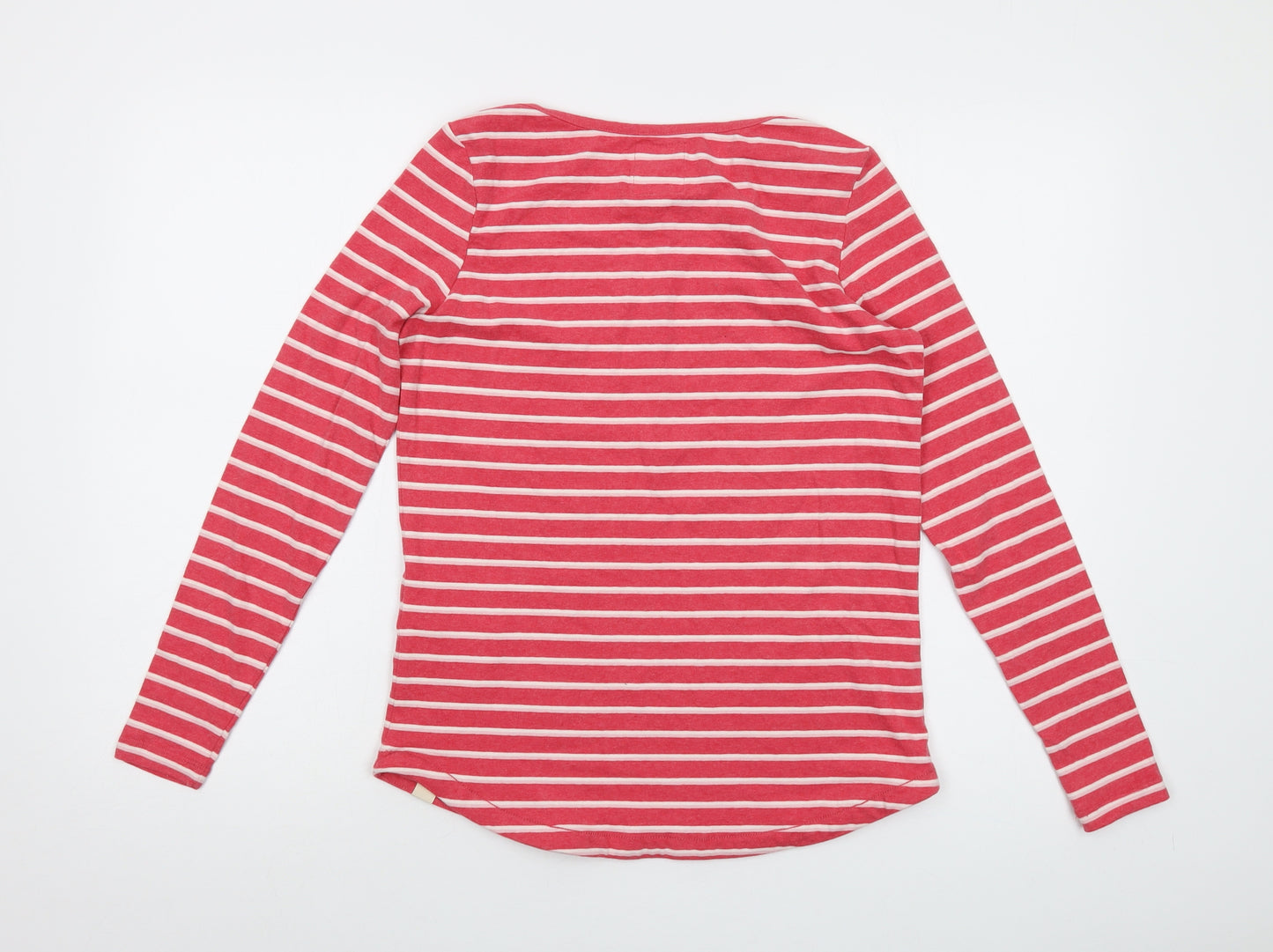 Fat Face Womens Pink Striped Cotton Basic T-Shirt Size 8 Round Neck