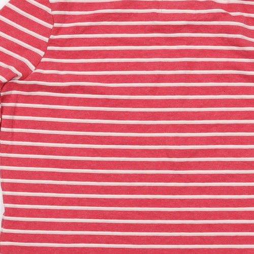 Fat Face Womens Pink Striped Cotton Basic T-Shirt Size 8 Round Neck