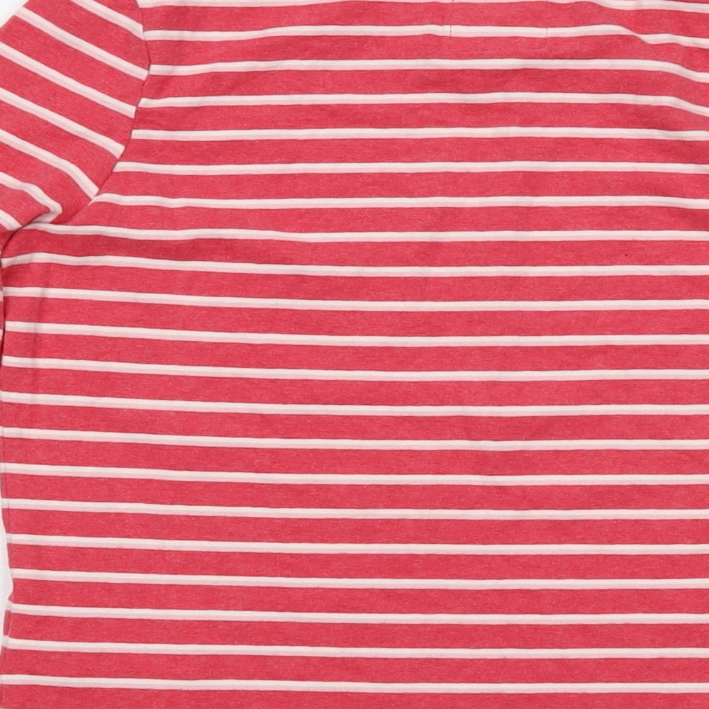 Fat Face Womens Pink Striped Cotton Basic T-Shirt Size 8 Round Neck