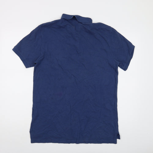 Polo Ralph Lauren Mens Blue Cotton Polo Size L Collared Button