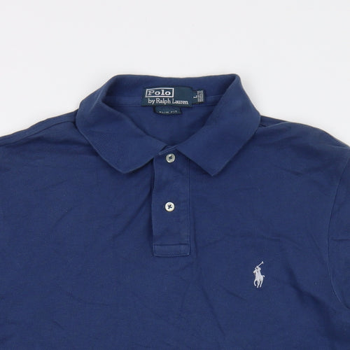 Polo Ralph Lauren Mens Blue Cotton Polo Size L Collared Button