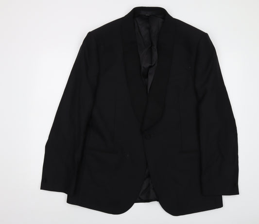 Marks and Spencer Mens Black Wool Jacket Suit Jacket Size 42 Regular