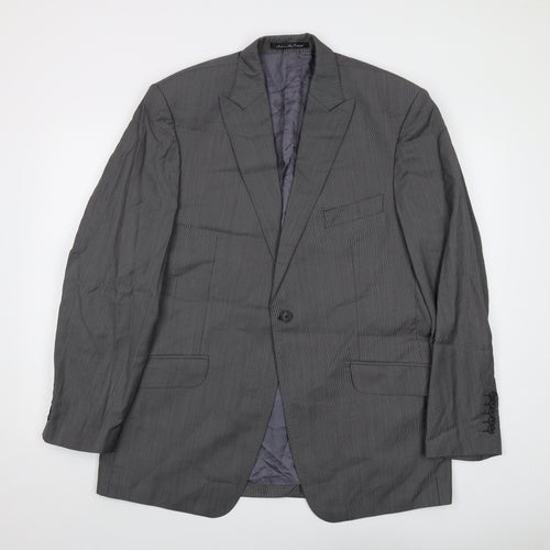 Reda Mens Grey Striped Wool Jacket Suit Jacket Size 44 Regular