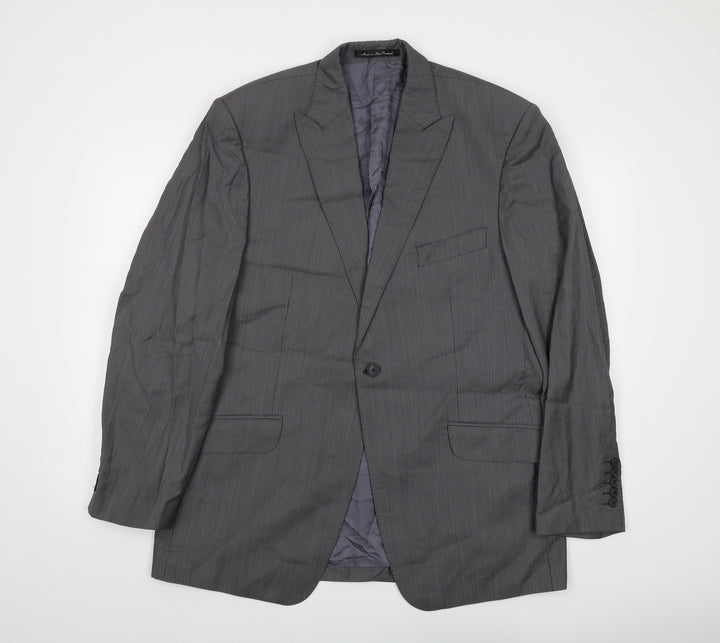 Reda Mens Grey Striped Wool Jacket Suit Jacket Size 44 Regular
