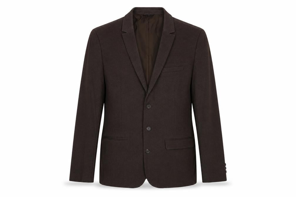 Front view of Cotton Traders men’s brown cotton jacket suit jacket, size 46, regular