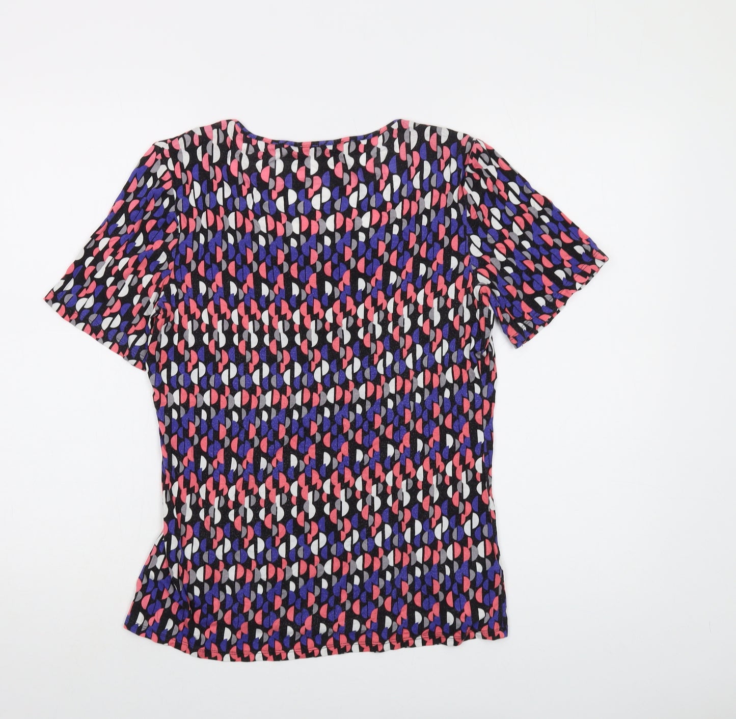 Woolworths Womens Multicoloured Geometric Viscose Basic T-Shirt Size S Round Neck