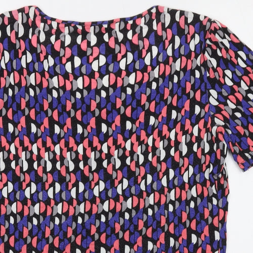 Woolworths Womens Multicoloured Geometric Viscose Basic T-Shirt Size S Round Neck