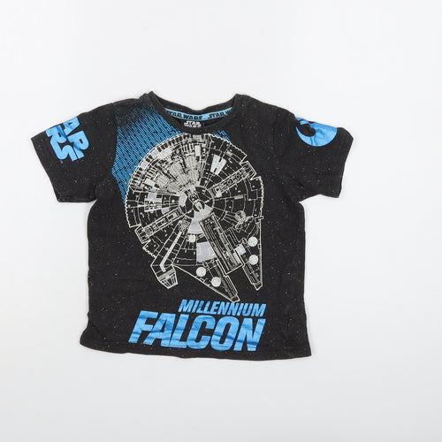 Star Wars Boys Grey Cotton Basic T-Shirt Size 3-4 Years Crew Neck Pullover