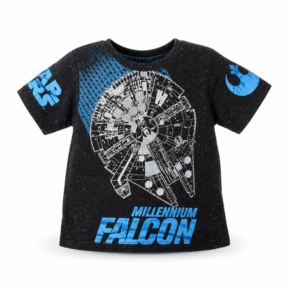 Front view of Star Wars boys’ grey cotton basic t-shirt, size 3-4, years crew neck pullover