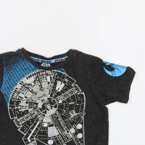 Star Wars Boys Grey Cotton Basic T-Shirt Size 3-4 Years Crew Neck Pullover