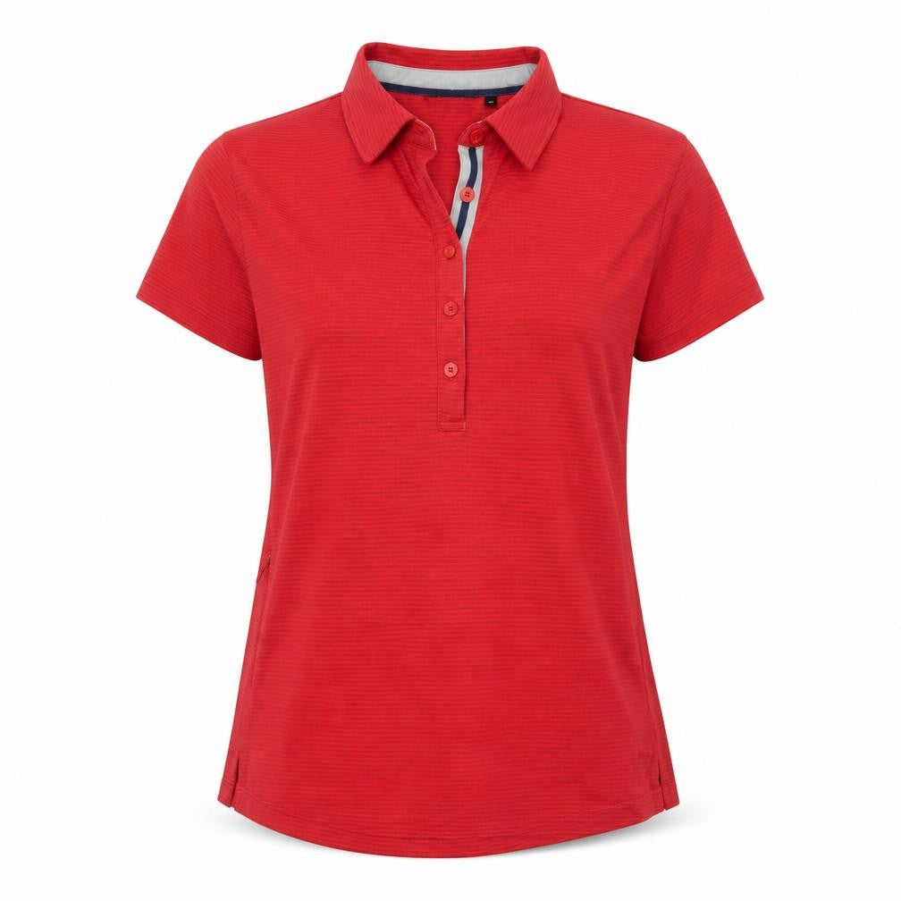 Rohan Womens Red Striped Polyester Basic Polo Size 12 Collared