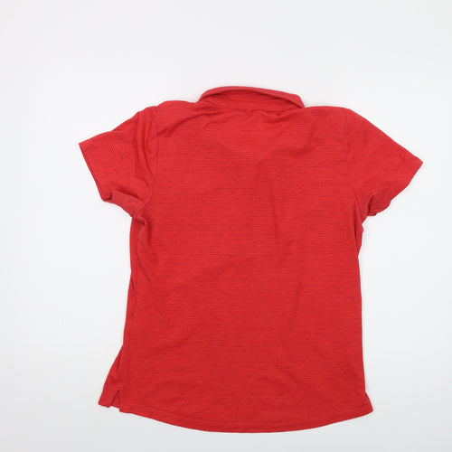 Rohan Womens Red Striped Polyester Basic Polo Size 12 Collared