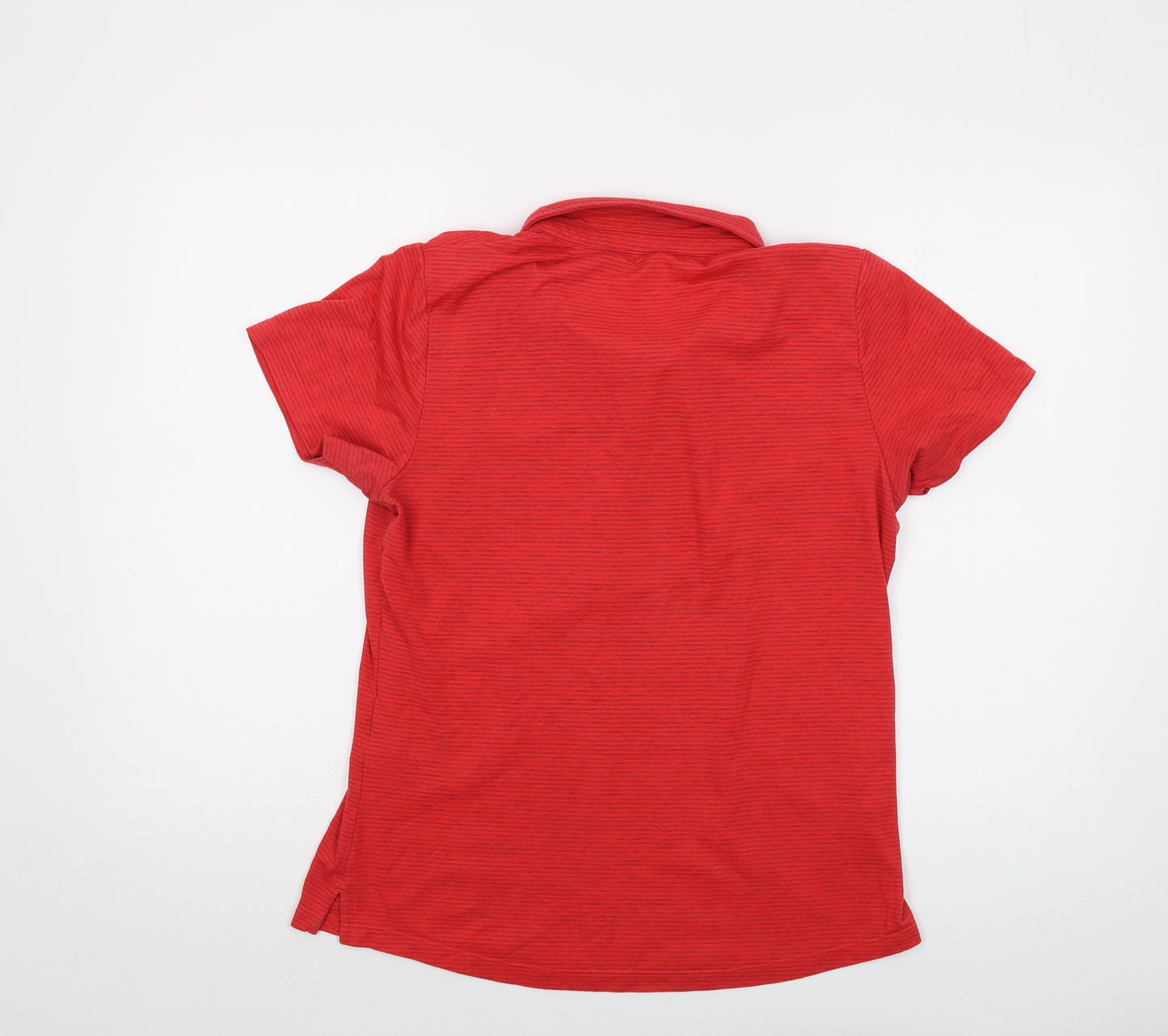 Rohan Womens Red Striped Polyester Basic Polo Size 12 Collared