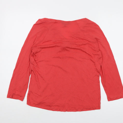 Hobbs Womens Orange Lyocell Basic Blouse Size M V-Neck