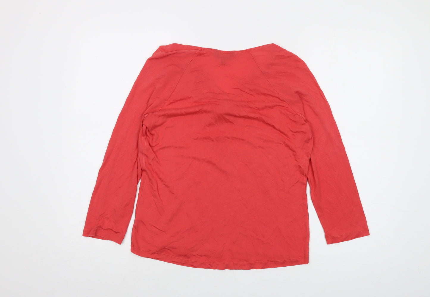 Hobbs Womens Orange Lyocell Basic Blouse Size M V-Neck