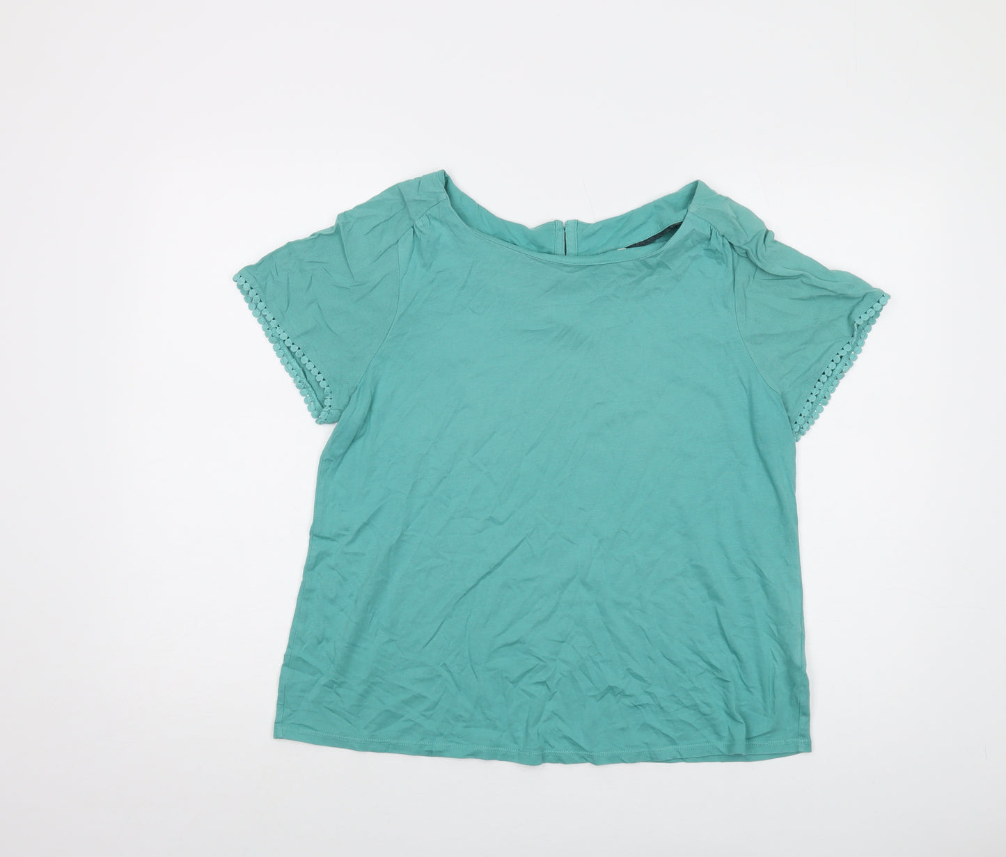 White Stuff Womens Green Modal Basic T-Shirt Size 14 Round Neck