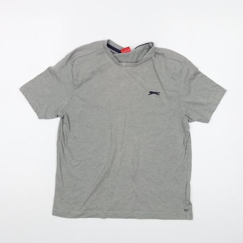 Slazenger Boys Grey Polyester Basic T-Shirt Size 13 Years Crew Neck Pullover