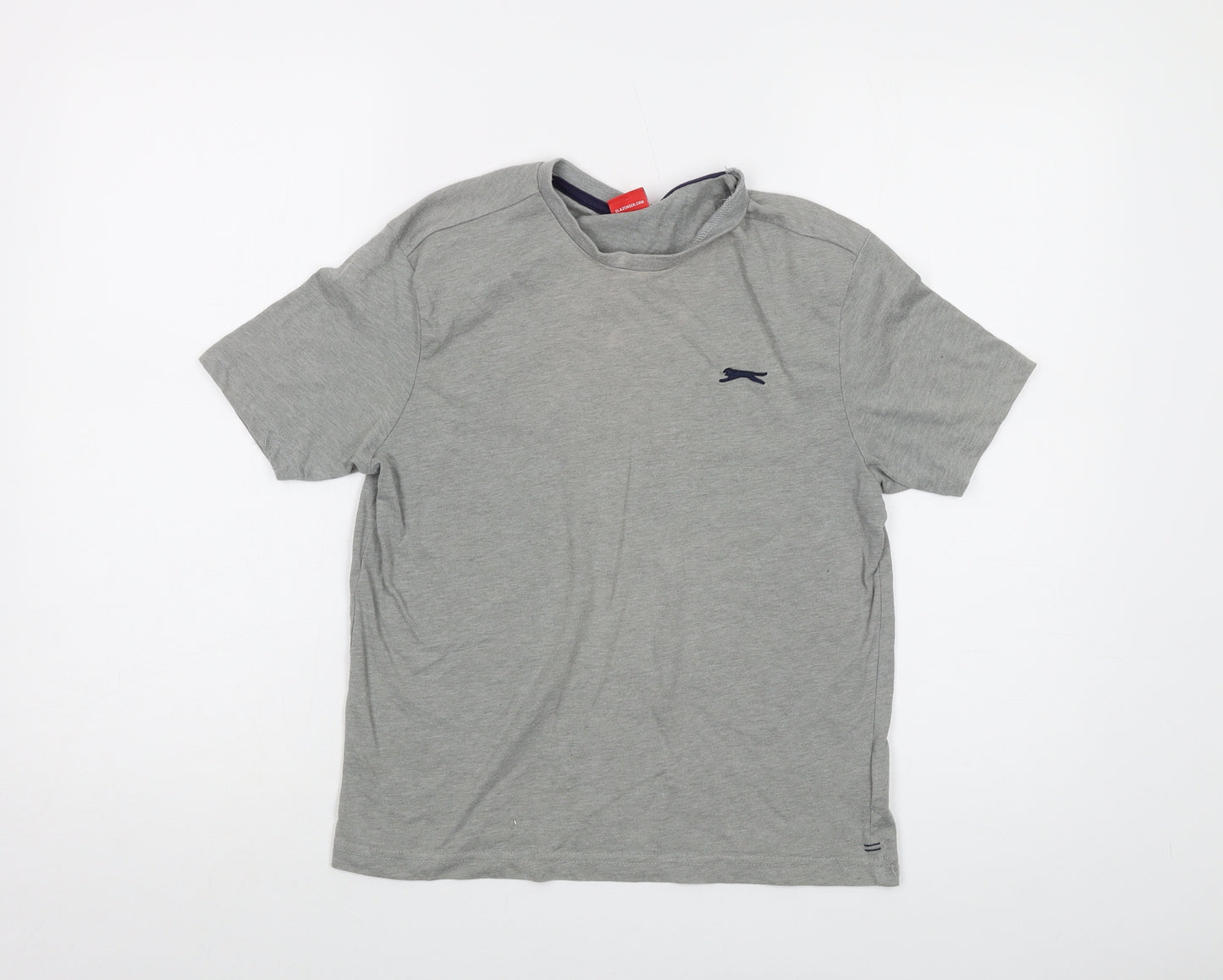 Slazenger Boys Grey Polyester Basic T-Shirt Size 13 Years Crew Neck Pullover