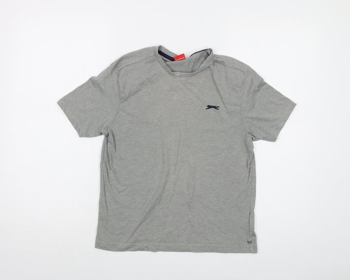 Slazenger Boys Grey Polyester Basic T-Shirt Size 13 Years Crew Neck Pullover