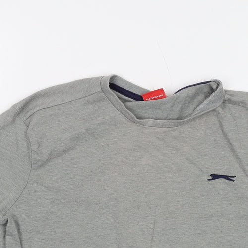 Slazenger Boys Grey Polyester Basic T-Shirt Size 13 Years Crew Neck Pullover