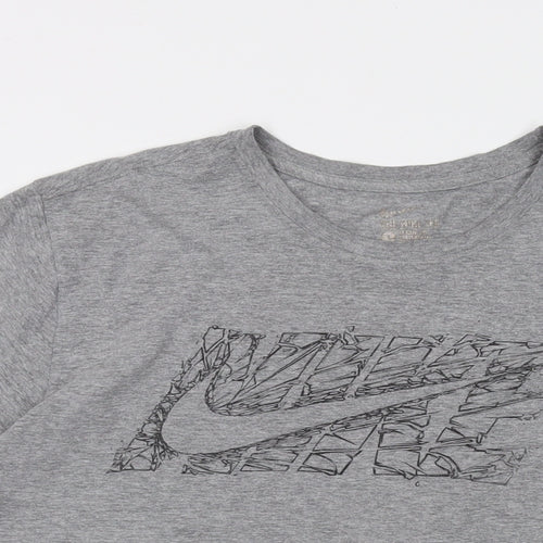 Nike Mens Grey Polyester T-Shirt Size L Crew Neck