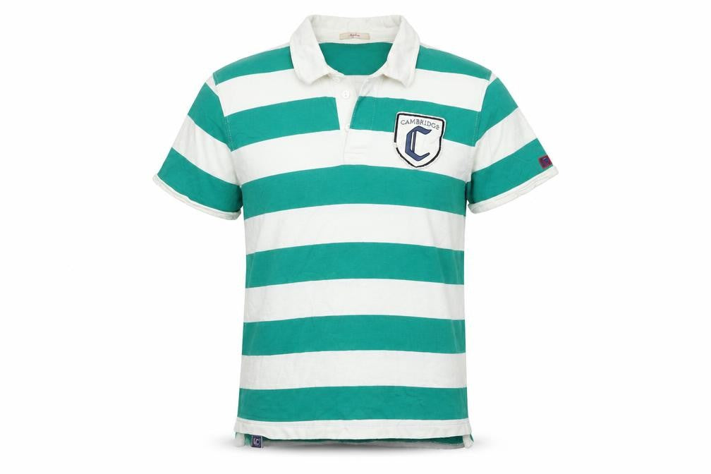 Pepe Jeans Mens Green Striped Cotton Polo Size S Collared Button - Cambridge