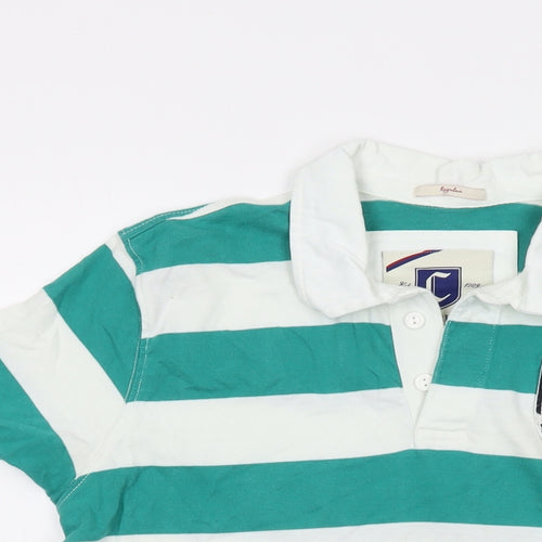 Pepe Jeans Mens Green Striped Cotton Polo Size S Collared Button - Cambridge