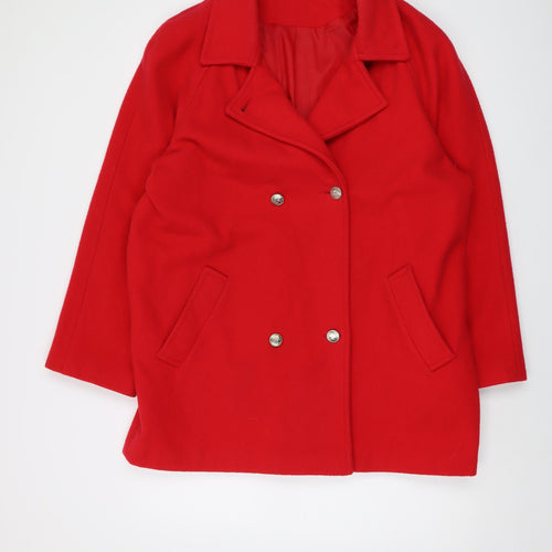 Classic Womens Red Overcoat Coat Size 16 Button