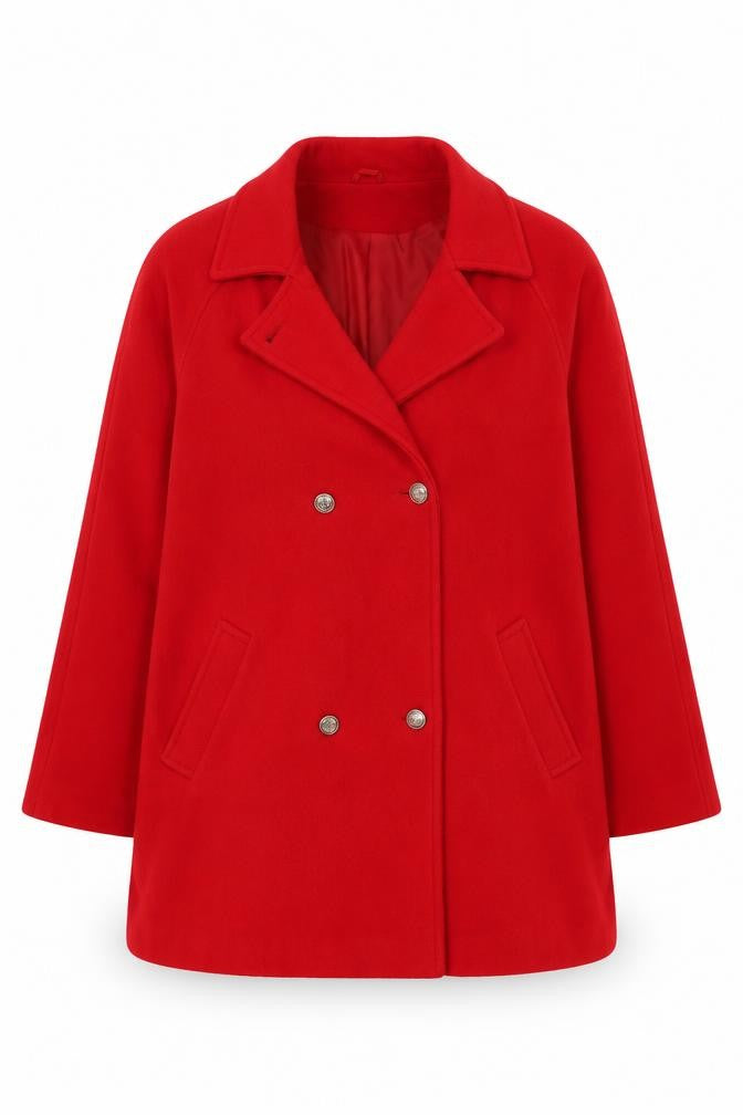 Classics Womens Red Overcoat Coat Size 16 Button