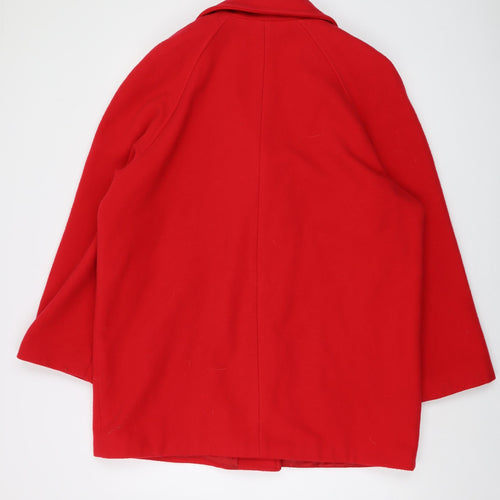 Classic Womens Red Overcoat Coat Size 16 Button