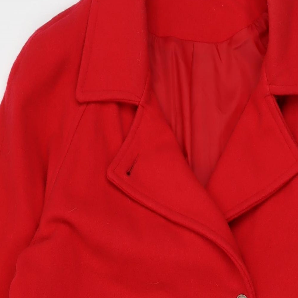 Classic Womens Red Overcoat Coat Size 16 Button