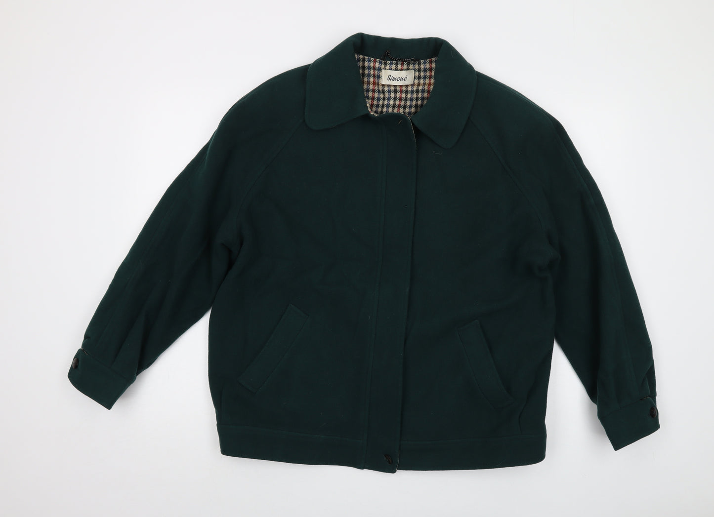 Simone Womens Green Jacket Size 14 Zip